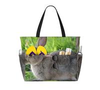 JDbncxe Bonita bolsa de viaje de playa de gran capacidad con estampado de perro pomerania, ideal para vacaciones, crucero, campamento y gimnasio, Lindo conejo de liebre gris, Talla única
