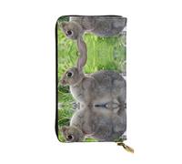 JDbncxe Cartera de cuero con estampado de bandera rusa, ligera, con tarjetero de crédito, efectivo, monedas, recibos, organizador de chequeras, Lindo conejo de liebre gris, Talla única