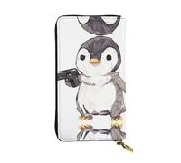 JDbncxe Cartera de cuero con estampado de ramen de fideos de huevo, ligera, con tarjetero de crédito, efectivo, monedas, recibos, organizador de chequeras, pingüino de dibujos animados, Talla única