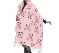 JDbncxe Chal con flecos con estampado dálmata sonriente para mujer, bufanda de cachemira, perfecto para otoño e invierno, envoltura ligera de pashmina, Trazos simples de cabeza de cerdo, Talla única