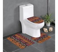 JDbncxe Juego de 3 alfombras de baño de tela de barro africano con estampado tribal - Tapetes para inodoro en forma de U, tapetes de tocador para baño principal