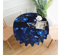JDbncxe Mantel redondo con estampado de mariposas azules, mantel de centro para decoración de cocina, comedor, picnic, cafetería, mesas de reuniones