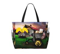 JDbncxe Silhouettes of Martial Arts - Bolsa de viaje de gran capacidad, ideal para vacaciones, crucero, campamento y gimnasio, Old Tractor Photo Farm, Talla única