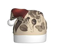 JDbncxe Sombrero de Navidad con estampado de mariposas alrededor de corazón para adultos, sombrero de Papá Noel unisex, recuerdos de Navidad y Año Nuevo, sombreros festivos