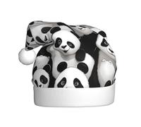 JDbncxe Sombrero de Navidad con estampado de pandas gigantes acurrucados juntos para adultos, sombrero de Papá Noel unisex, recuerdos de Navidad y Año Nuevo, sombreros festivos