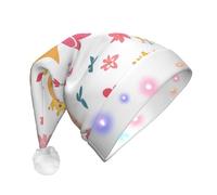 JDbncxe Sombrero de Navidad LED con estampado de cuentos de hadas en dibujos animados para adultos, sombrero festivo de Papá Noel, gorro suave para fiesta de Navidad, gorra cálida unisex