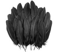 JDCMEI 100 Piezas Plumas Negro, Plumas Decoracion Negras Naturales Plumas de Ganso Plumas Manualidades Negras para Disfraces Hats, Bolsos, Aretes, Atrapasueños de Bricolaje, Festival de Bodas