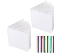 JDCMEI 2 Cuadernos de Bocetos en Blanco, 16,5x16,5cm Pequeño Bloc de Dibujo, Cuaderno de Bocetos sin Líneas, Tablero de Dibujo Portátil con 12 Lápices Acuarelables para Artistas Principiantes