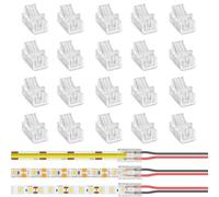 JDCMEI 20 Piezas Conectores de Tira LED COB de 2 Pines de 8 mm, 2 Pin 8mm LED Conectores, Conector Rápido de luz de Cinta LED, Conector Extensión de Luces LED para COB/SMD LED Tiras