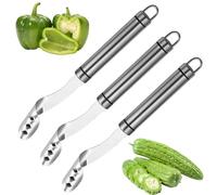 JDCMEI 3 Piezas Descorazonador para Pimientos, Removedor de Chili de Acero Inoxidable, Removedor de Semillas de Chile, Removedor de Núcleos de Pimienta, Descorazonador de Verduras Portátil