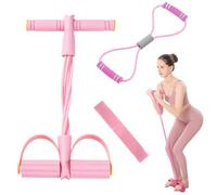 JDCMEI Entrenador Abdominal, Equipo de Entrenamiento de Abdominales, 6 Tubos Cuerda Elástica de Tracción con Banda de Resistencia de Figura 8 y Banda Elástica para Fitness, Adelgazamiento, Yoga, Rosa