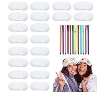 JDCMEI Set de 32 Piezas para Fiestas de Pijamas de Chicas, Máscara de Sueño Ultrasuave 20 Máscaras para Ojos Personalizables y 12 Lápices de Colores Antifaz con Cinta Elástica para Fiestas de Pijamas