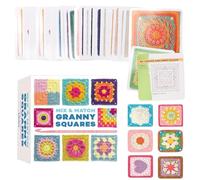 JDCMEI Tarjetas de Ganchillo Granny Square, Tarjetas Cuadradas de Ganchillo Granny Square de Ganchillo, 50 Patrones de Combinación y Combinación para Mantas de Crochet Individuales, Parches y Más