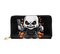 JDFHGNU Angry Kids Pattern - Cartera larga para mujer, cartera de mano larga, cartera para tarjetas de crédito, monedero de viaje, color negro, talla única, Black, Talla única