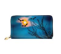 JDFHGNU Bat Under Night Sky Pattern - Cartera para mujer, cartera de mano larga, tarjetero de crédito, monedero de viaje, negro, talla única, Black, Talla única