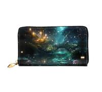 JDFHGNU Bear On Arch Bridge - Cartera para mujer, cartera larga con tarjetero, monedero de viaje, color negro, talla única, Black, Talla única
