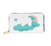 JDFHGNU Bear On The Clouds Pattern - Cartera para mujer, cartera larga para tarjetas de crédito, monedero de viaje, color negro, talla única, Black, Talla única