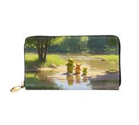 JDFHGNU Bear Playing With Water Pattern - Cartera para mujer, cartera larga de embrague, tarjetero de crédito, monedero de viaje, color negro, talla única, Black, Talla única