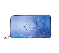 JDFHGNU Bird On A Reed Branch - Cartera para mujer, cartera de mano larga, tarjetero de crédito, monedero de viaje, negro, talla única, Black, Talla única
