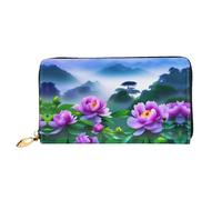 JDFHGNU Blooming Peonies Pattern - Cartera larga para mujer, cartera de mano larga, cartera para tarjetas de crédito, monedero de viaje, color negro, talla única, Black, Talla única