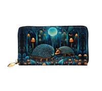 JDFHGNU Blue Forest - Cartera larga para mujer, diseño de erizo, cartera de mano, cartera para tarjetas de crédito, monedero de viaje, color negro, talla única, Black, Talla única