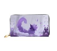 JDFHGNU Caricatura de cola larga con diseño de gato, cartera para mujer, cartera de mano larga, tarjetero de crédito, monedero de viaje, negro, talla única, Black, Talla única