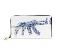 JDFHGNU Cartera de cerámica con patrón de pistola, cartera para mujer, cartera larga de embrague, cartera para tarjetas de crédito, monedero de viaje, negro, talla única, Black, Talla única