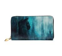JDFHGNU Cartera de mujer con diseño de gato con espada, cartera de mano larga, tarjetero de crédito, monedero de viaje, negro, talla única, Black, Talla única