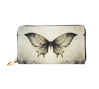 JDFHGNU Cartera de mujer con diseño de mariposa en el ala, cartera de mano larga, tarjetero de crédito, monedero de viaje, negro, talla única, Black, Talla única