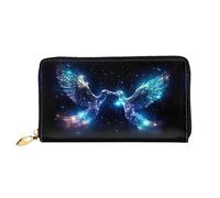 JDFHGNU Cartera de mujer con diseño de pájaro rodeado de luz de estrellas, cartera de mano larga, tarjetero de crédito, monedero de viaje, negro, talla única, Black, Talla única
