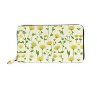 JDFHGNU Cartera de mujer con patrón de crisantemo amarillo, cartera larga para tarjetas, monedero de viaje, color negro, talla única, Black, Talla única