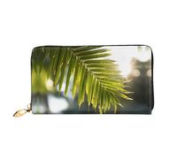 JDFHGNU Cartera de mujer con patrón de hojas de bambú, cartera larga para tarjetas de crédito, monedero de viaje, color negro, talla única, Black, Talla única