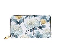 JDFHGNU Cartera de mujer con patrón de hortensias azules, cartera larga para tarjetas, monedero de viaje, color negro, talla única, Black, Talla única