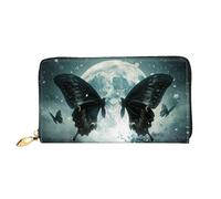 JDFHGNU Cartera grande con patrón de mariposa negra, cartera para mujer, cartera larga para tarjetas de crédito, monedero de viaje, negro, talla única, Black, Talla única