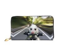 JDFHGNU Cartera larga con diseño de animal Riding A Car para mujer, cartera de mano larga, tarjetero de crédito, monedero de viaje, negro, talla única, Black, Talla única
