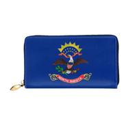 JDFHGNU Cartera larga con diseño de bandera del estado de Dakota del Norte, cartera de mano larga, tarjetero de crédito, monedero de viaje, negro, talla única, Black, Talla única
