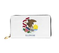 JDFHGNU Cartera larga con diseño de bandera del estado de Illinois, cartera de mano larga, tarjetero de crédito, monedero de viaje, negro, talla única, Black, Talla única