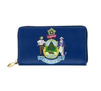 JDFHGNU Cartera larga con diseño de bandera del estado de Maine, cartera de mano larga, cartera para tarjetas de crédito, monedero de viaje, negro, talla única, Black, Talla única