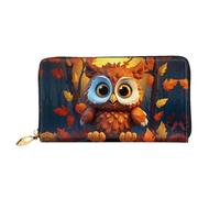 JDFHGNU Cartera larga con diseño de búho de dibujos animados, para mujer, cartera de mano larga, tarjetero de crédito, monedero de viaje, negro, talla única, Black, Talla única