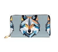 JDFHGNU Cartera larga con diseño de cabeza de lobo de dibujos animados, cartera de mano larga, tarjetero de crédito, monedero de viaje, negro, talla única, Black, Talla única