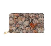 JDFHGNU Cartera larga con diseño de concha de caracola de playa, cartera para mujer, cartera larga con tarjetero de crédito, monedero de viaje, negro, talla única, Black, Talla única