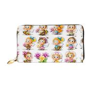 JDFHGNU Cartera larga con diseño de dibujos animados de abeja, cartera de mano larga, tarjetero de crédito, monedero de viaje, negro, talla única, Black, Talla única
