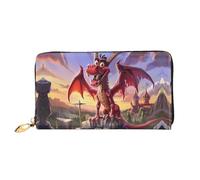 JDFHGNU Cartera larga con diseño de dragón rojo de dibujos animados, para mujer, cartera de mano larga, tarjetero de crédito, monedero de viaje, negro, talla única, Black, Talla única