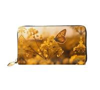 JDFHGNU Cartera larga con diseño de flores y mariposas, cartera para mujer, cartera de mano larga, tarjetero de crédito, monedero de viaje, negro, talla única, Black, Talla única