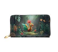 JDFHGNU Cartera larga con diseño de gallo de dibujos animados, cartera para mujer, cartera larga con tarjetero de crédito, monedero de viaje, negro, talla única, Black, Talla única