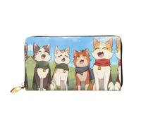 JDFHGNU Cartera larga con diseño de gato de dibujos animados, cartera para mujer, cartera de mano, tarjetero de crédito, monedero de viaje, negro, talla única, Black, Talla única