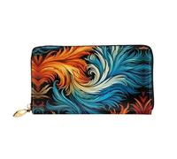 JDFHGNU Cartera larga con diseño de hojas bohemias, cartera para mujer, cartera con tarjetero de crédito, monedero de viaje, color negro, talla única, Black, Talla única
