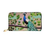 JDFHGNU Cartera larga con diseño de pájaros y pavo real, para mujer, con tarjetero de crédito, monedero de viaje, color negro, talla única, Black, Talla única