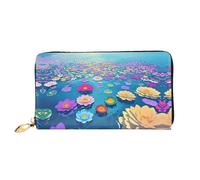 JDFHGNU Cartera larga con estampado de flores coloridas, cartera de mano larga, cartera para tarjetas de crédito, monedero de viaje, negro, talla única, Black, Talla única