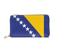 JDFHGNU Cartera larga para mujer, diseño de bandera de Bosnia y Herzegovina, monedero de viaje, color negro, talla única, Black, Talla única